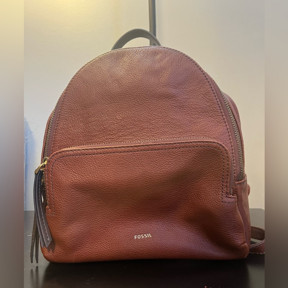 Fossil brown leather backpack